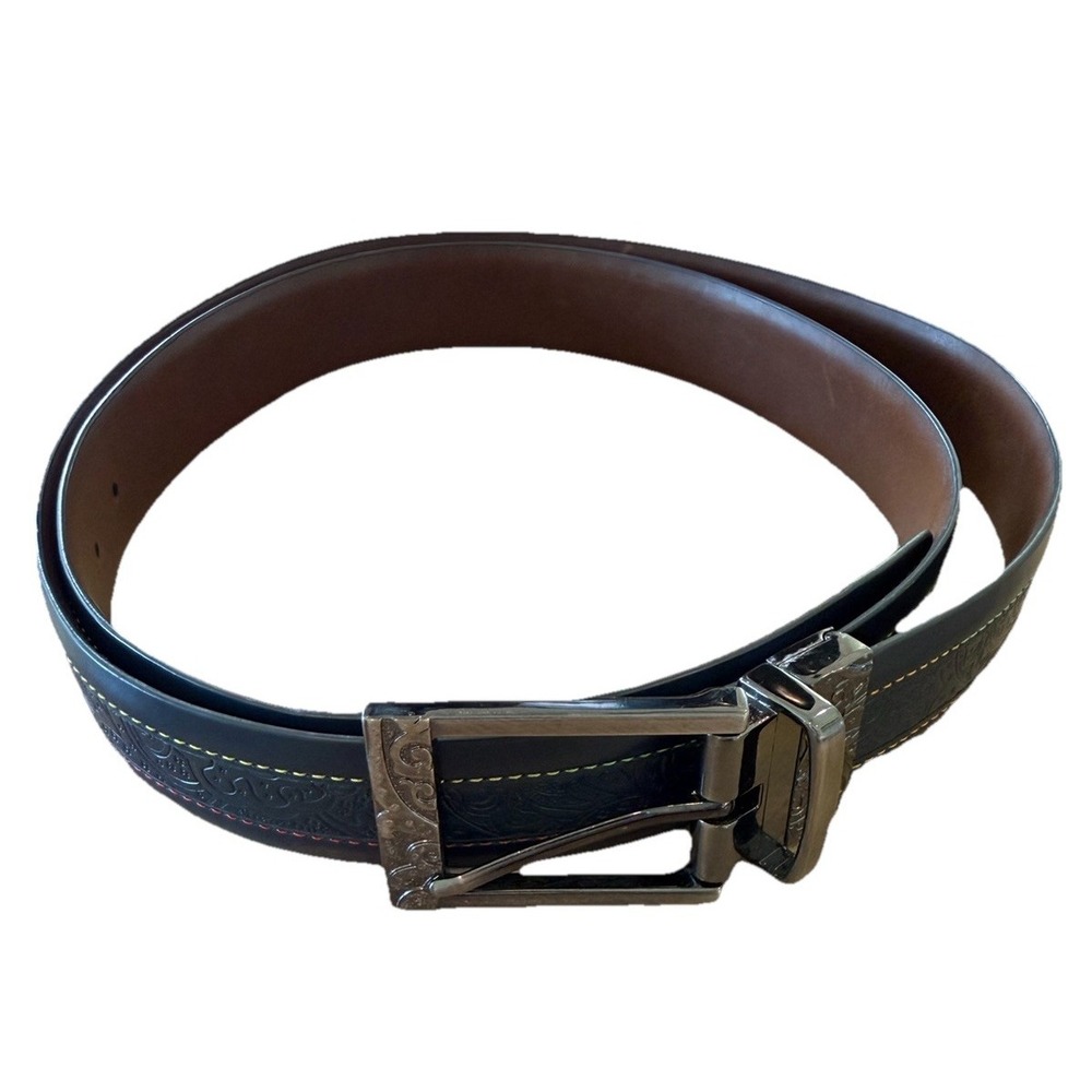 Robert Graham Genuine Leather Belt 50/52 Black Paisley